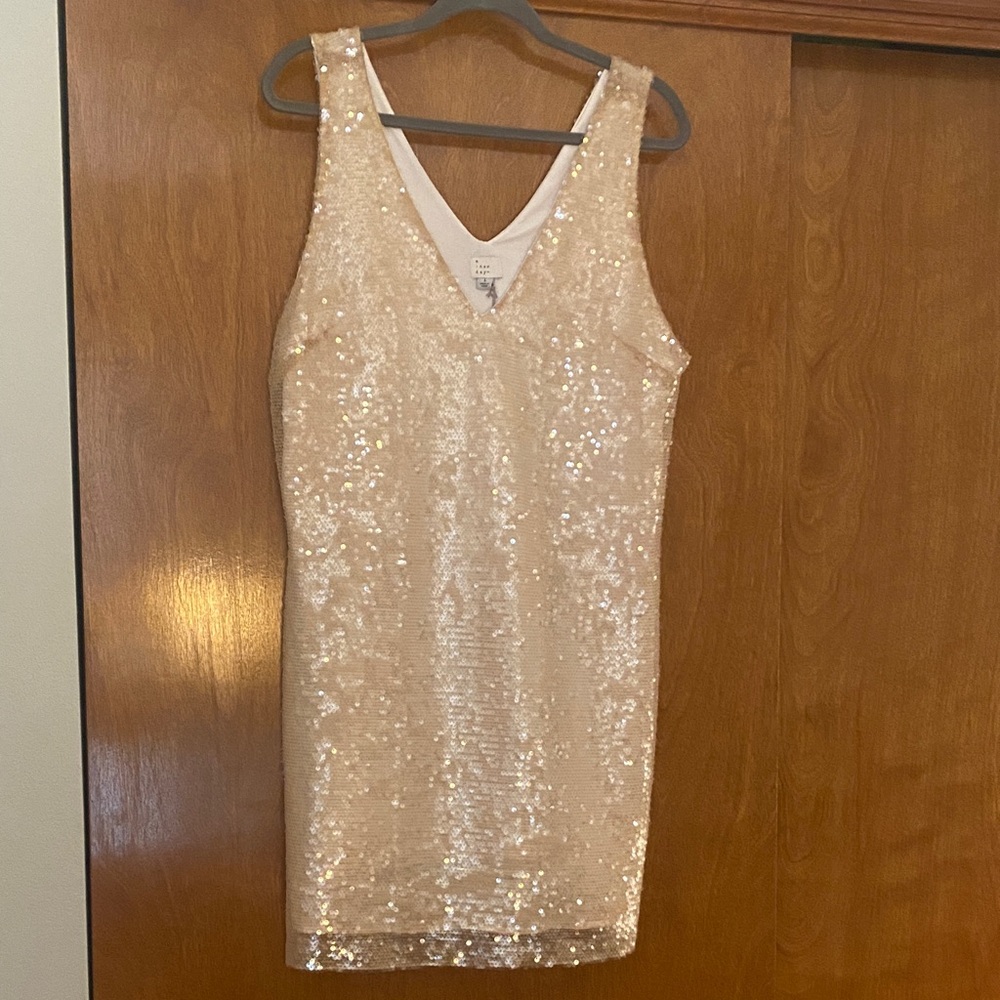 A New Day Beige Sequin Dress